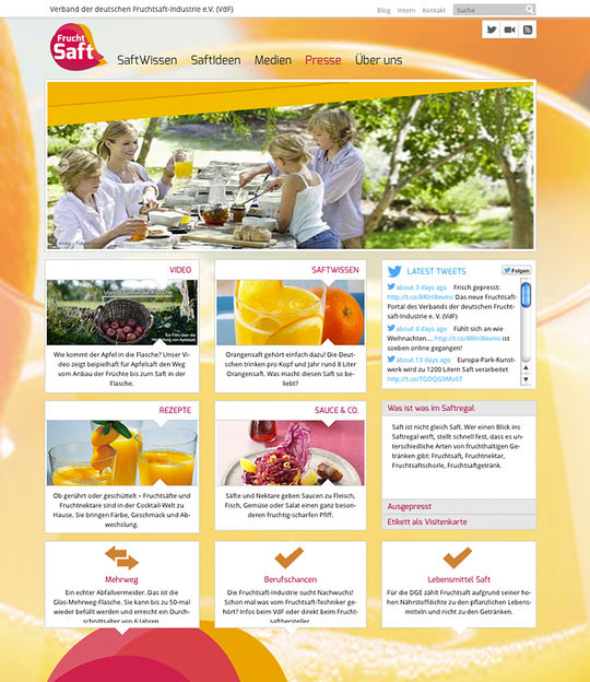 Der Verband der deutschen Fruchtsaft-Industrie e. V. (VdF) stellt sich jetzt im Web mit neuen Inhalten vor