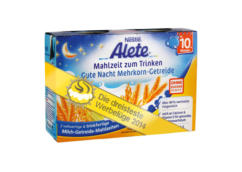 Nestlé erhält Goldenen Windbeutel 2014 - Verbraucher wählen Alete Trinkmahlzeiten zur dreistesten Werbelüge des Jahres - foodwatch fordert: Produkt vom Markt nehmen!