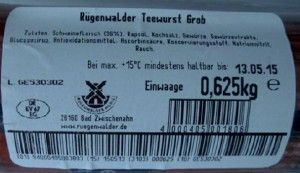 RÜGENWALDER Mühle ruft den Bedienungsthekenwaren-Artikel Rügenwalder Teewurst grob zurück
