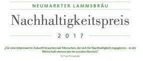Bewerbungsrunde für den Lammsbräu Nachhaltigkeitspreis 2017