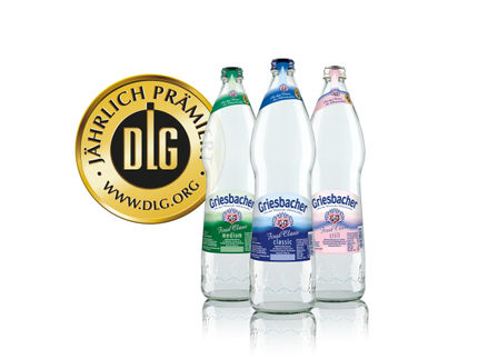DLG-Gold für Griesbacher Mineralwasser classic, medium und still
