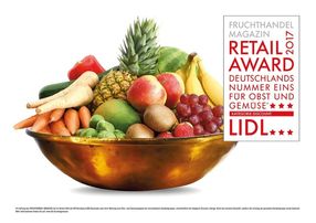 Lidl belegt zum zweiten Mal in Folge den 1. Platz beim "Fruchthandel Magazin Retail Award" in der Kategorie "Discount"