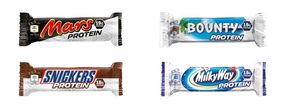 Proteinriegel von SNICKERS, MARS, BOUNTY und MILKY WAY.
