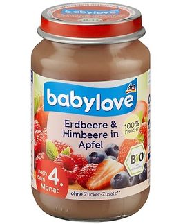 Rückruf: babylove Erdbeere & Himbeere in Apfel 190g nach dem 4. Monat