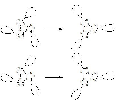 Verwandlungskünstler Flüssigkristalle - Scheibchenförmige Flüssigkristalle wandeln sich bei höheren Temperaturen von der Schaufelrad-Form in Propeller um