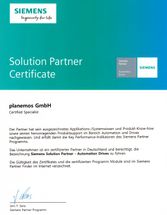 planemos ist stolz auf sein Solution Partner Certificat