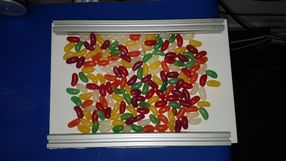 Jelly beans - their different shapes and colours, but similar density, make it hard to identify them by conventional methods.