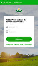 Startbildschirm: Arla Farmers App