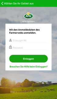 Startbildschirm: Arla Farmers App