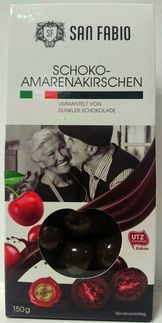 Nawarra Süßwaren GmbH ruft aus Gründen des vorbeugenden Verbraucherschutzes vorsorglich das Produkt «San Fabio Amarenakirschen in dunkler Schokolade, 150g» (EAN-Co 28278320) zurück