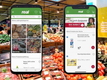 Die neue real Lebensmittelshop-App. Immer und von überall bequem Lebensmittel einkaufen.
