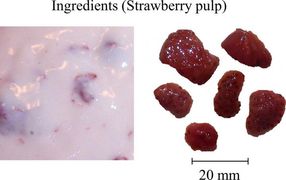 Fotografías de pulpa de fresa dispersa en el alimento original de Fruiche (imagen)