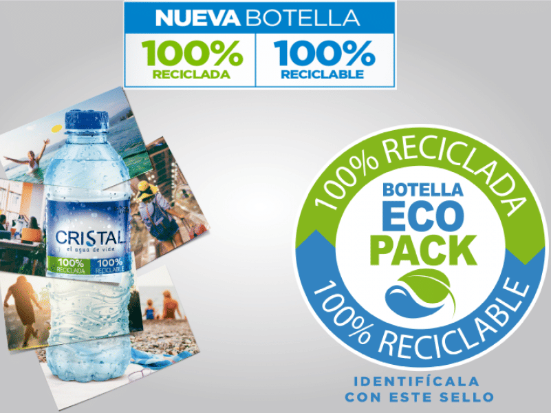 Botella Agua Cristal Healsi 40cl - Etiqueta adhesiva todo color