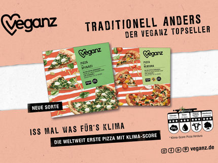 Veganz bringt weltweit erste Pizzen mit Klimascore auf den Markt
