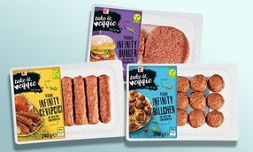 Bei Kaufland sind drei neue vegane Fleischersatzprodukte der Eigenmarke "K-take it veggie" erhältlich.