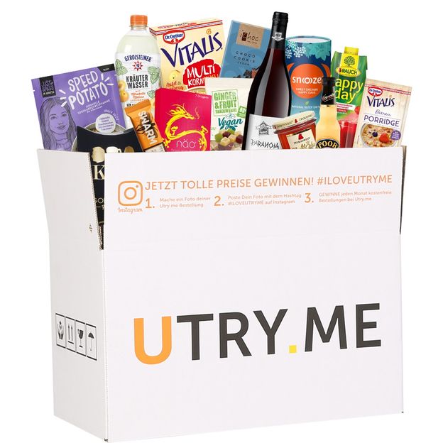 Neueste Lebensmittel-Trends: Online-Probiermarkt startet digitale Live-Produktmesse für Verbraucher / Utry.me Box mit Produkten.