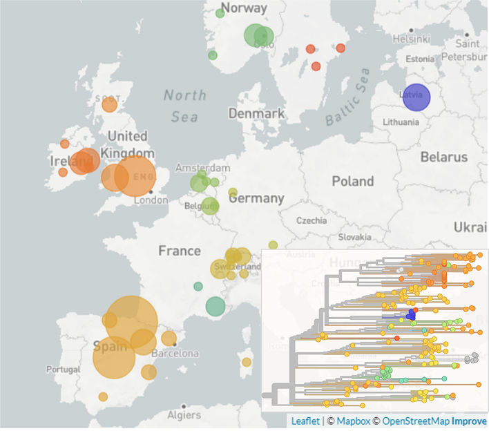 Nextstrain, Mapbox, OpenStreetMap