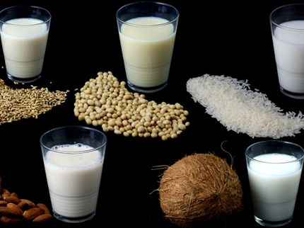 Milchersatzprodukte gibt es mittlerweile aus Hafer, Soja, Reis, Mandeln und Kokusnuss.