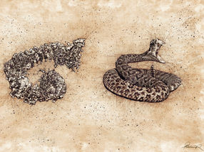 Impresión artística del sorprendente parecido entre la estructura de HUWE1 y una serpiente de cascabel.
