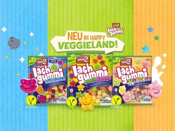 Nimm2 Lachgummi: Neues aus dem Happy Veggieland! - Ab Mitte Juli 2021 gibt es von nimm2 Lachgummi drei fantastisch-neue Veggie-Sorten.