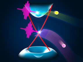 Terhertz pulses strike a topological insulator. The electrons in the surface states return quickly to their equilibrium state. In contrast, the electrons in the interior need ten times as much time to come to rest.