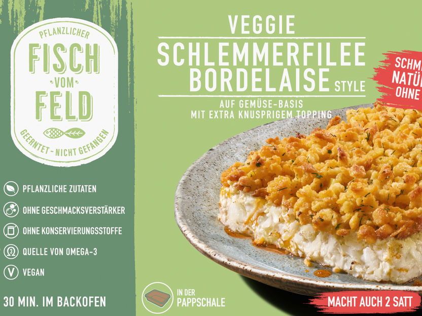 Neues Fisch-vom-Feld-Produkt: Schlemmerfilee Bordelaise Style - Erstes veganes Schlemmerfilee bietet Fisch-Flair fürs gute Gewissen