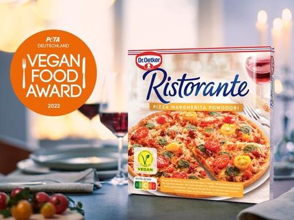 Ausgezeichnet mit dem Vegan Food Award 2022 als "Beste vegane Pizza": die Ristorante Pizza Margherita Pomodori von Dr. Oetker