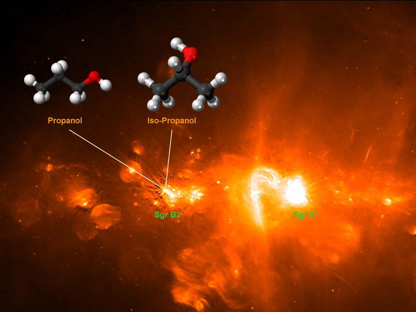 GLOSTAR collaboration (background image). Wikipedia/public domain (molecule models).