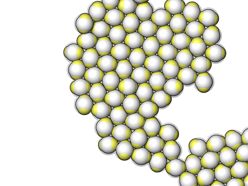 Teilchenmuster, erzeugt durch Oberflächenladung - An der TU Wien konnte gezeigt werden, wie erstaunlich einfach wohlstrukturierte Teilchenmuster entstehen können