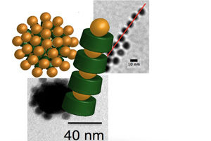 definierte Architekturen aus Proteinen (im Modell grün) und Goldnanopartikeln