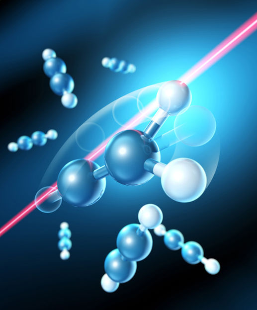 Wie Laserpulse Protone dirigieren - Forscher manipulieren mit ultrakurzen Lichtblitzen die Anordnung der Atome in Kohlenwasserstoffmolekülen