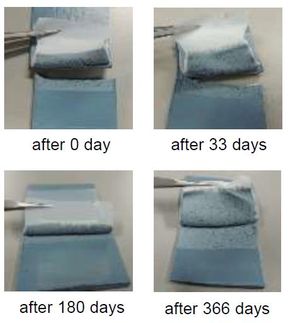 Surprisingly long lifetime of high adhesion property of plasma-treated PTFE
