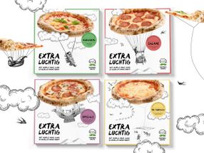 Gustavo Gusto "Extra Luchtig" Pizzasorten Margherita, Salame, Speciale und Tre Formaggi