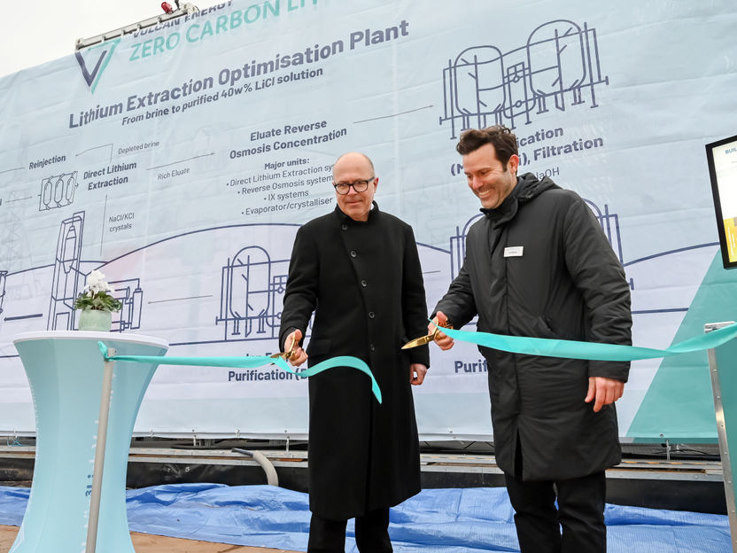 Vulcan eröffnet Lithiumextraktionsoptimierungsanlage - Erste Anlage Europas zur Produktion vollständig in Europa hergestellten, klimaneutralen Lithiums im Tonnenmaßstab