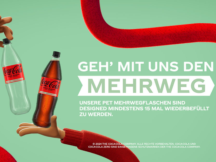 RPET-Einweg oder PET-Mehrweg? Immer die richtige Entscheidung! Die neue Coca-Cola Nachhaltigkeitskampagne klärt auf - Neue Kampagne mit Content Hub, DOOH und am POS informiert über Verpackungsvielfalt