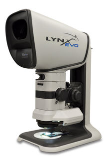 Stereo microscope Lynx EVO in the ergo stand configuration with 360° rotating viewer, for the analysis inspection also in medical device.