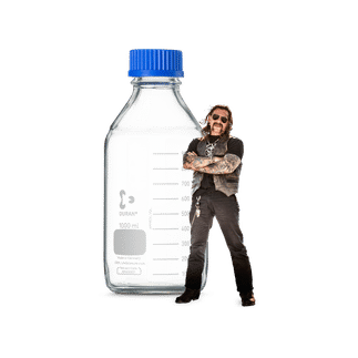 ORIGINAL: DURAN® Original Laborflasche aus Klarglas mit Schraubverschluss und Ausgießring aus PP (blau)