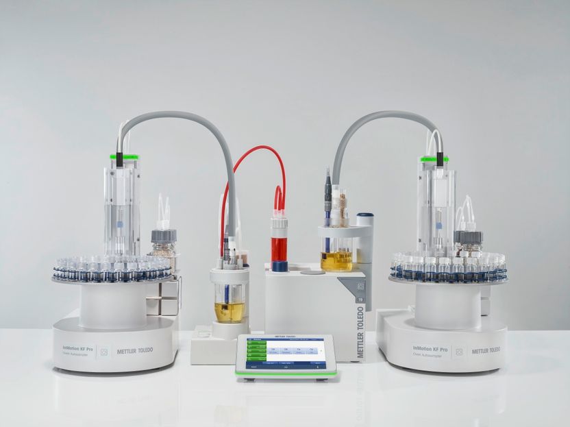 Two InMotion KF Pro connected to a T9 titrator