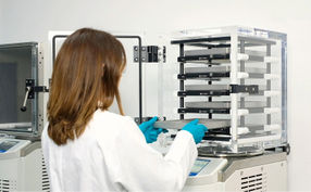 LyoCube acrylic glass can also be used with heated shelves.