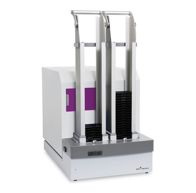 The optional stacker allows the microplate reader PHERAs ...