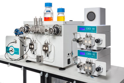 Close-up of a FlowLab Plus flow chemistry system