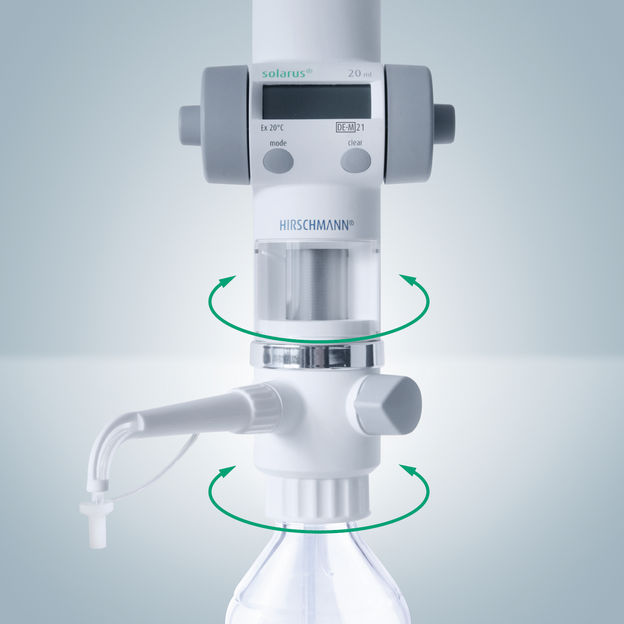 The solarus burette can be freely turned on the lab bottle