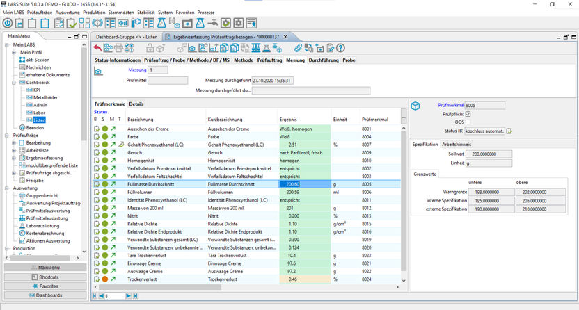 The test- and measuring equipment monitoring is the back ...