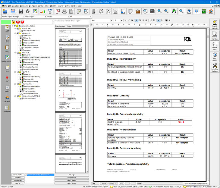 Le logiciel VALIDAT en action lors d'une validation de ...