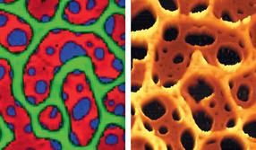 Image corrélée Raman-AFM: Raman (gauche) et AFM (droite ...