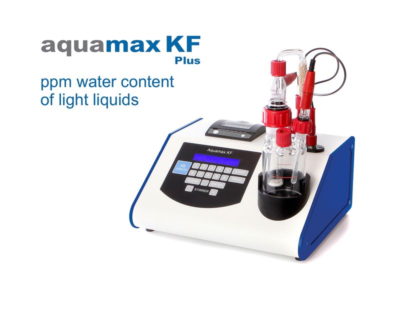 The small and mobile Aquamax KF Plus measures the water ...