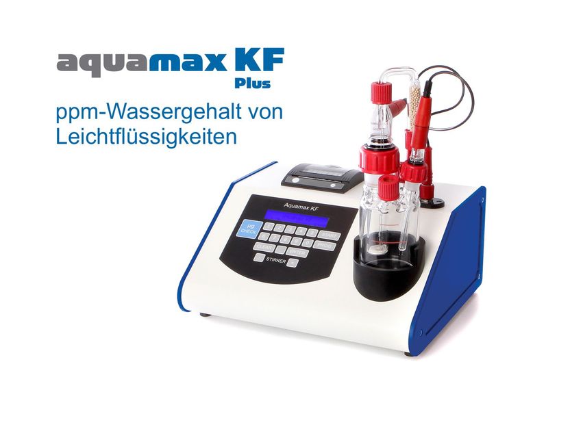 Der kleine und mobile Aquamax KF Plus misst den Wasserge ...