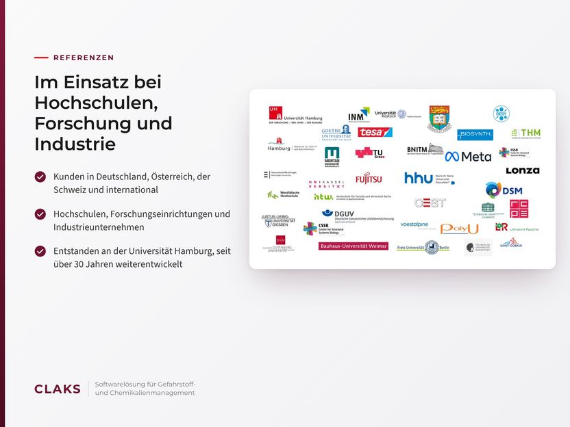 Referenzen: Auszug aus unseren Kunden aus Hochschulen, ...
