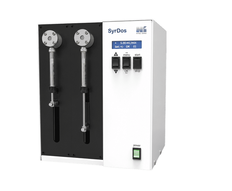 Pompa a siringa SyrDos™ 2 XLP con valvola PTFE a 3 vie.