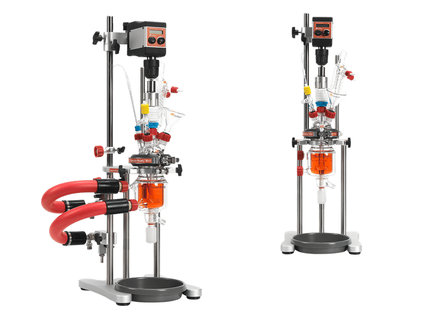 Ein kleiner ummantelter Laborreaktor, der Gef&auml;&szlig;e von 50 ml bis 500 ml aufnehmen kann